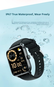 Close-up of IP67 waterproof smartwatch with digital heart rate and step counter display