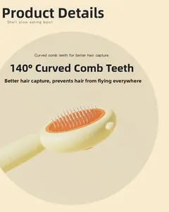 Detail of 140-degree curved bristles with protective tips for efficient pet grooming