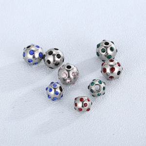 Stainless Steel Rhinestone Spacer Beads Sparkling Round Ball Charms For DIY Bracelet Necklace Jewelry Making