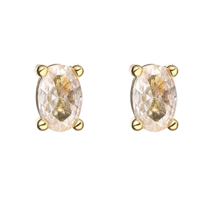 Classic gold plated oval cubic zirconia stud earrings with a secure four-prong setting