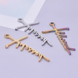 304 stainless steel cross pendants in gold, silver and rainbow for DIY jewelry making