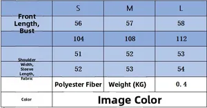 Detailed size chart for ribbed knit sweater with S, M, L measurements in centimeters