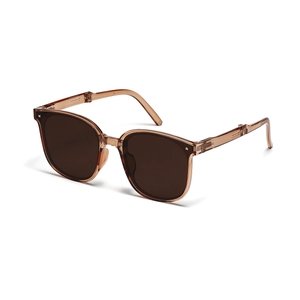 Foldable amber sunglasses for men with brown lenses and premium transparent frames