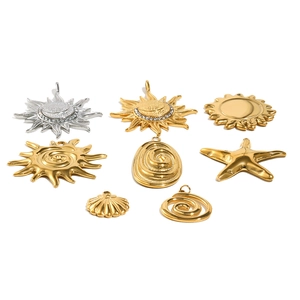 DIY jewelry charms in 18K gold and silver plating with celestial sun and sea star shapes