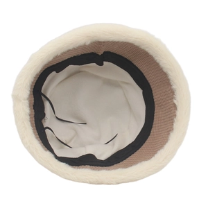 Detail view of winter bucket hat with thick fleece lining and adjustable inner drawstring