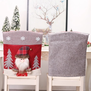 3D Santa Claus chair covers with snowflake embroidery for Christmas dining room decoration
