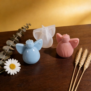 Angel wings candle resin silicone mold with striped cherub wax crafts and DIY accessories