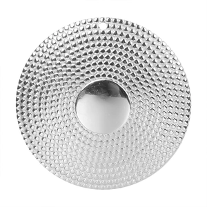 Detailed view of textured 18k gold plated stainless steel round charm for DIY necklaces