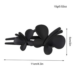 Matte black butterfly hair clip dimensions: 11cm length, 5cm height, 15g weight details