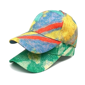 Tie-dye colorful outdoor baseball cap with vibrant abstract paint splash patterns