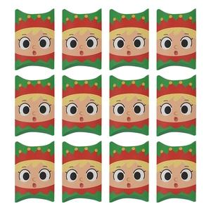 12-pack of Christmas kraft paper pillow boxes with elf design for candy packaging