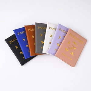 Faux leather passport covers in seven colors with gold foil Brave Game sports theme