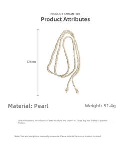 Détail du collier de perles long de 124 cm au design vintage français et style superposé