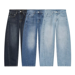 Jeans Gamba Larga Donna Denim Vita Alta Pantaloni Dritti Stile Casual Lavaggio Vintage Morbido Cotone Denim