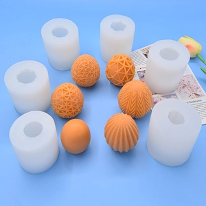 Easter egg textured silicone candle molds set with 6 different geometric patterns
