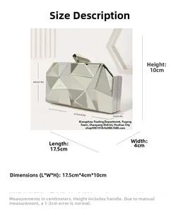 Silver geometric evening clutch bag dimensions 17.5cm by 10cm with polished facets