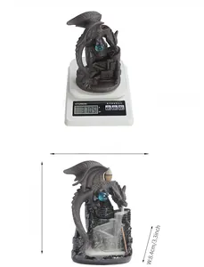 Detailed size specifications of ceramic dragon incense burner with a blue decorative orb