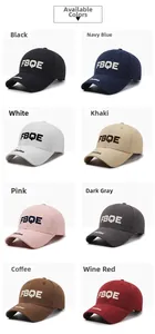 Grid view of baseball caps in eight colors with high quality 3D embroidery and durable fabric