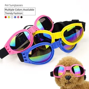 Foldable Pet Goggles Plastic Dog Sunglasses With Adjustable Elastic Straps UV Protection Windproof Eyewear For Dogs Cats