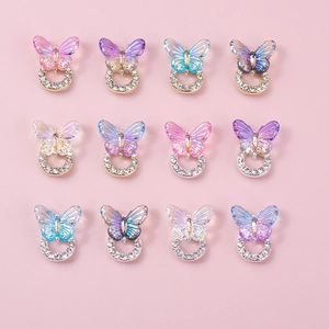 Butterfly Nail Art Charms Alloy Glass Rhinestone 3D Aurora Butterfly Manicure Decoration For Women DIY Crafts