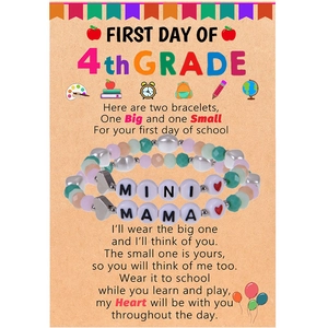 Bracelets Assortis Künstliche Perles Mère Fille Maman Mini Lettre Cristal Künstliche Perle Métal Cœur Cadeau Rentrée Scolaire