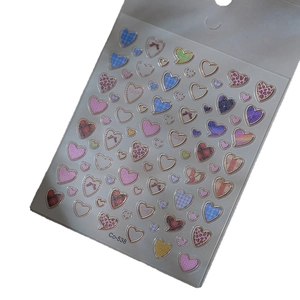 Pink leopard print and heart pattern nail art stickers with gold foil details Co-538
