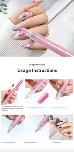 Step-by-step guide showing how to activate and use the acrylic nail art paint pen properly