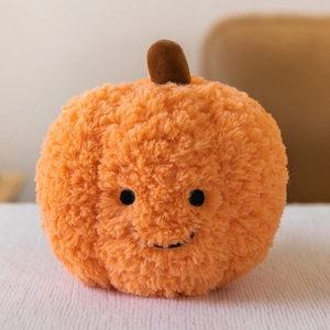 Soft orange plush pumpkin toy with cute smiley face, 30cm size for home gift decoration