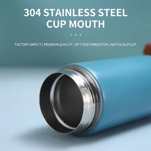Morandi blue 304 stainless steel vacuum flask with anti-scald mouth design and compact size