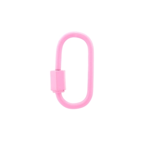 Detail of pink oval screw lock connector for DIY necklaces and jewelry making