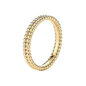 Elegant gold S925 sterling silver ring featuring a double row of polished beads design