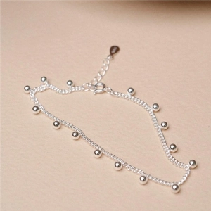 Minimalist S925 sterling silver bead bracelet with fine chain and adjustable lobster clasp