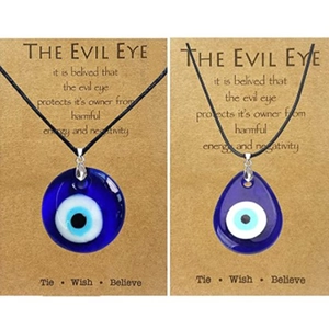 Collier Pendentif Mauvais Œil Verre Amulette Nazar Turque Bijoux De Protection Pour Femmes Hommes Avec Cordon Noir Réglable