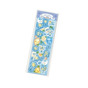 Detail of Ice Blue Lemon stickers with cute cartoon bears and lemon patterns