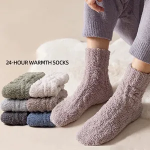 Chaussettes Épaisses Chaudes En Molleton De Corail Torsadées Pelucheuses D'Hiver Pour Hommes Femmes
