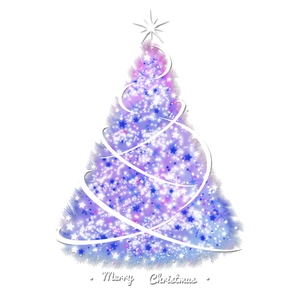 Purple Christmas tree window sticker with glowing stars and Merry Christmas greeting