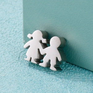 Polished stainless steel boy and girl silhouette charms for couple jewelry making