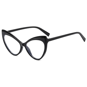 Elegant black cat-eye anti-blue light glasses with a glossy finish for a retro luxury style
