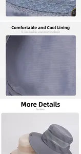 Detail of breathable dual-layer mesh lining and premium fabric on wide brim sun hat