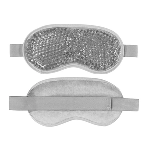 Dual-sided cooling gel eye mask with soft plush fabric and elastic velcro strap
