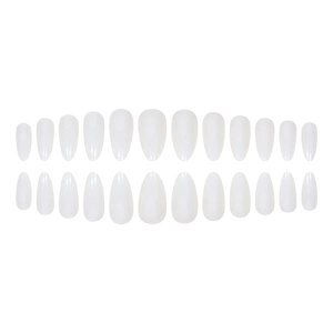 24 pieces of white almond shape press-on nails in various sizes for women DIY manicure