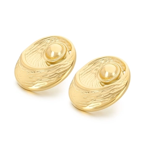 18k gold plated stainless steel chunky earrings with geometric wavy texture and dome detail