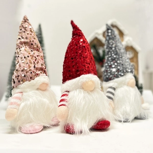 Gnome De Noël LED Lumineux Paillettes Peluche Poupée Sans Visage Décoration De Table Ornement De Fête