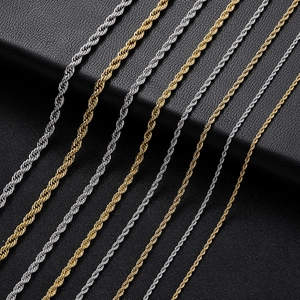 Professional silver and gold stainless steel twist rope chains for men in various sizes