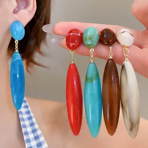 Elegant acrylic large water drop earrings in multiple colors for a minimalist fashion look