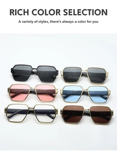 Detailed selection of vintage oversized geometric sunglasses in six stylish colorways