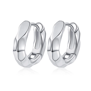 Irregular Texture Hoop Earrings Minimalist Wave Design Copper With Silver Earring Post Vintage Fashion Jewelry Women