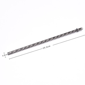 Reusable 26.5cm black spiral glass straw with position ring and 0.8cm diameter