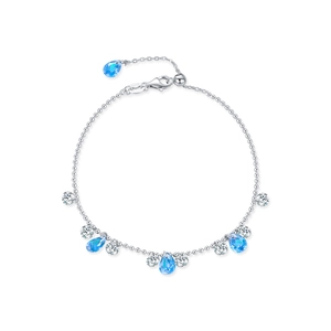 Elegantes Armband aus S925 Sterlingsilber mit blauen Aquamarin- und Zirkonia-Anhängern