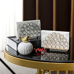 Modern crystal oval tissue holder in gold and silver finish for restaurant tables